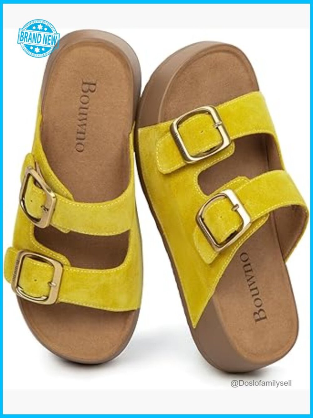Platform Sandals Wedge Heel Genuine Leather Slip On Slide Buckle Comfort Memory